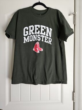 Green Monster Short Sleeve Tee - Dark Green with Red Logo